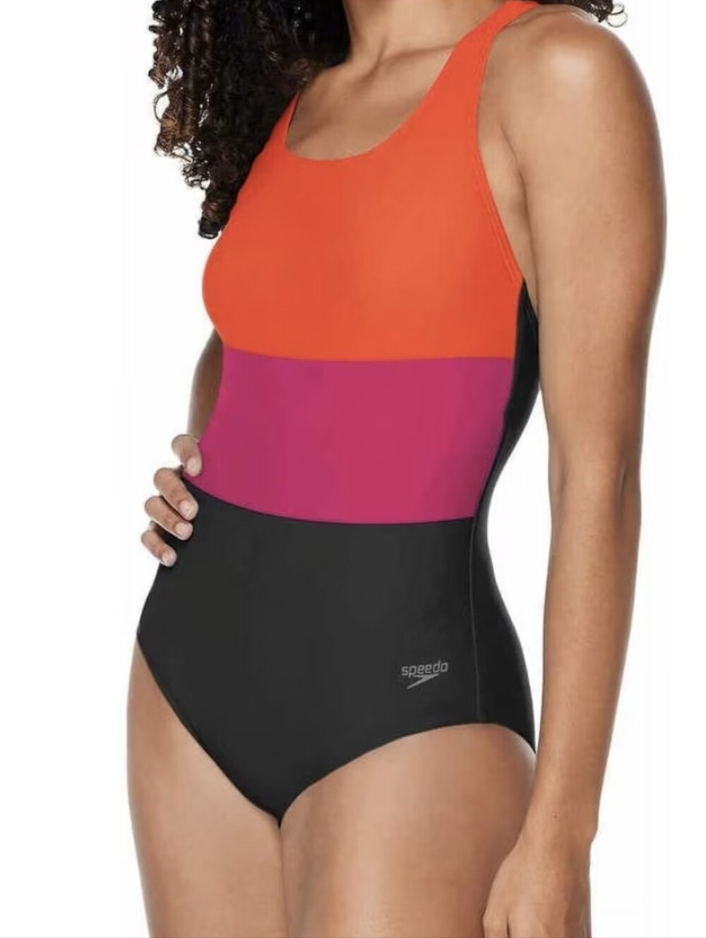 Speedo Colorblock Ultraback One-Piece Swimsuit Spicey Orange - Size S